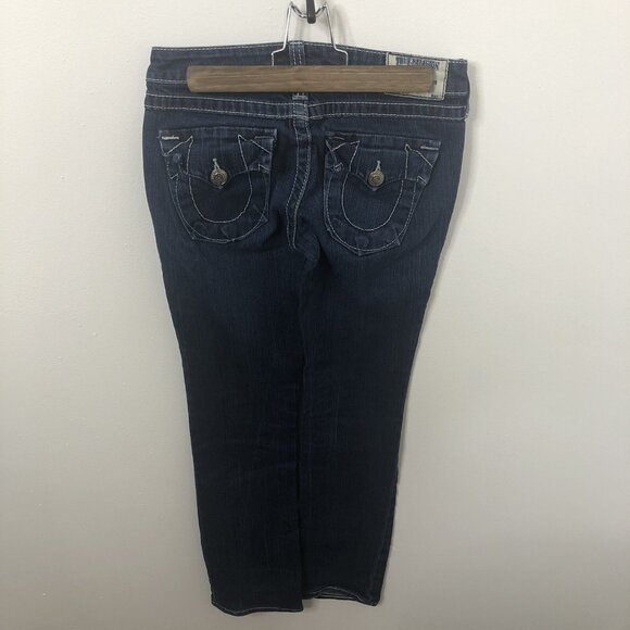 True Religion Woman 27x31 World Tour Billy Dark Wash Low Rise Straight Skinny - Picture 2 of 7